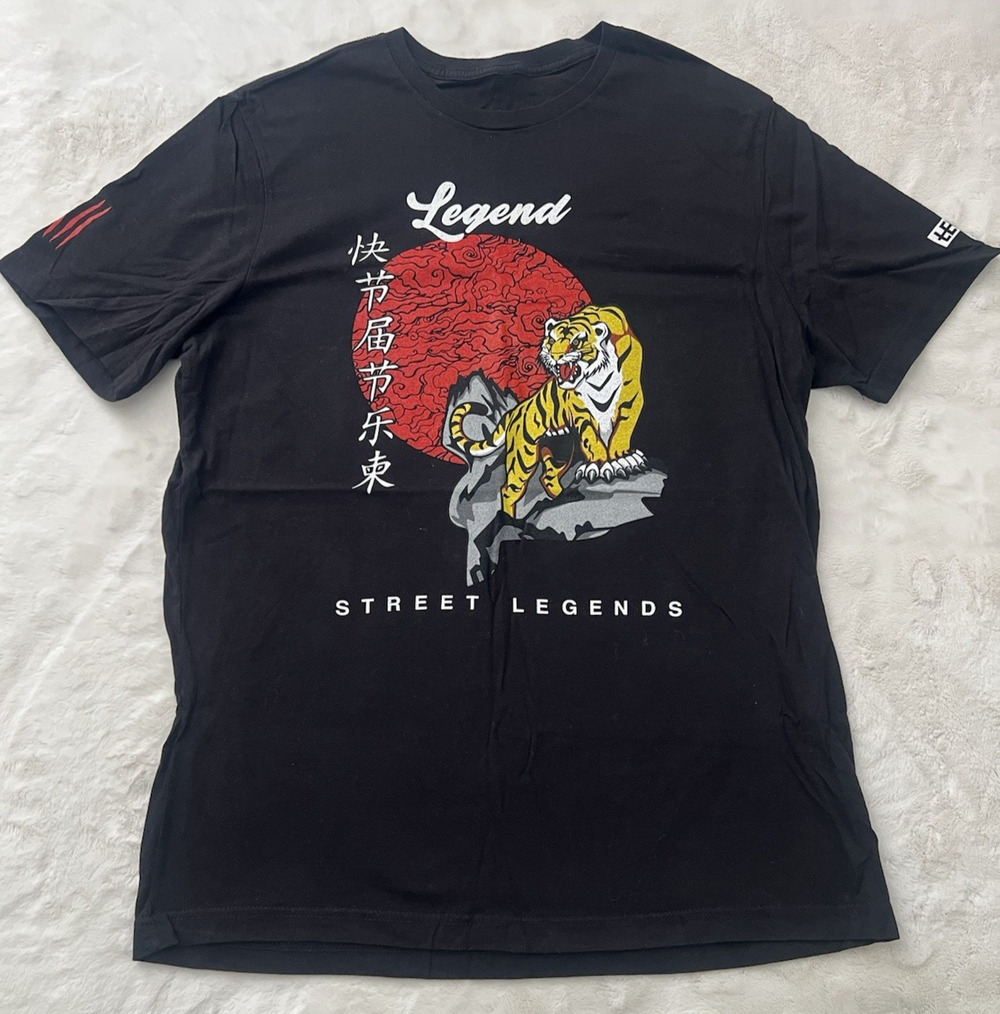 Legend Street Legends Tiger Graphic T Shirt Black Short Sleeve Mens XL